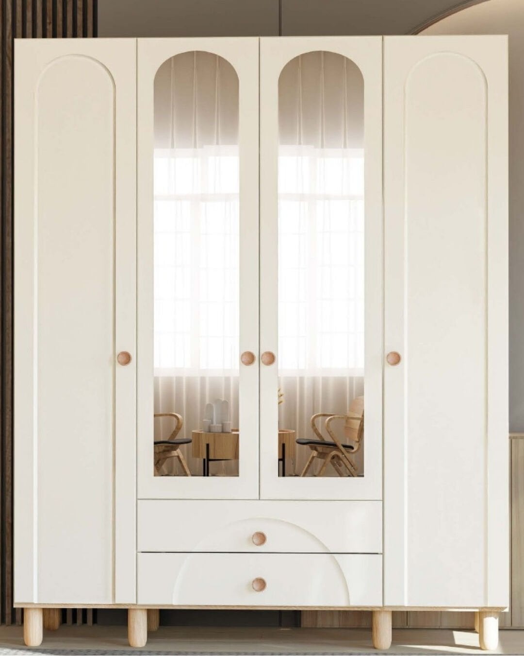 Papatya 4 Kapaklı Gardrop / Dolap / Komple MDF