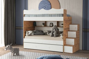 Bulut Ranza 3 Yataklı / Çam-Beyaz / %100 MDF