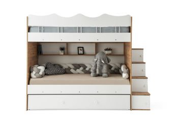 Bulut Ranza / 3 Yatak Bölümü / Çam-Beyaz / Komple MDF