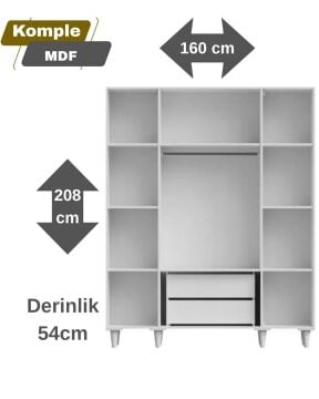 Zambak 4 Kapaklı Gardrop / Dolap / Komple MDF