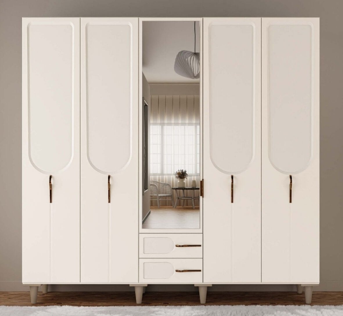 Açelya 5 Kapaklı Gardrop / Dolap / Komple MDF