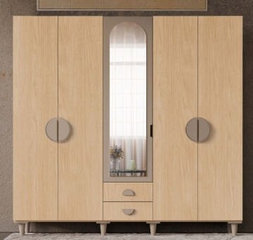 Ladin 5 Kapaklı Gardrop / Dolap / Komple MDF