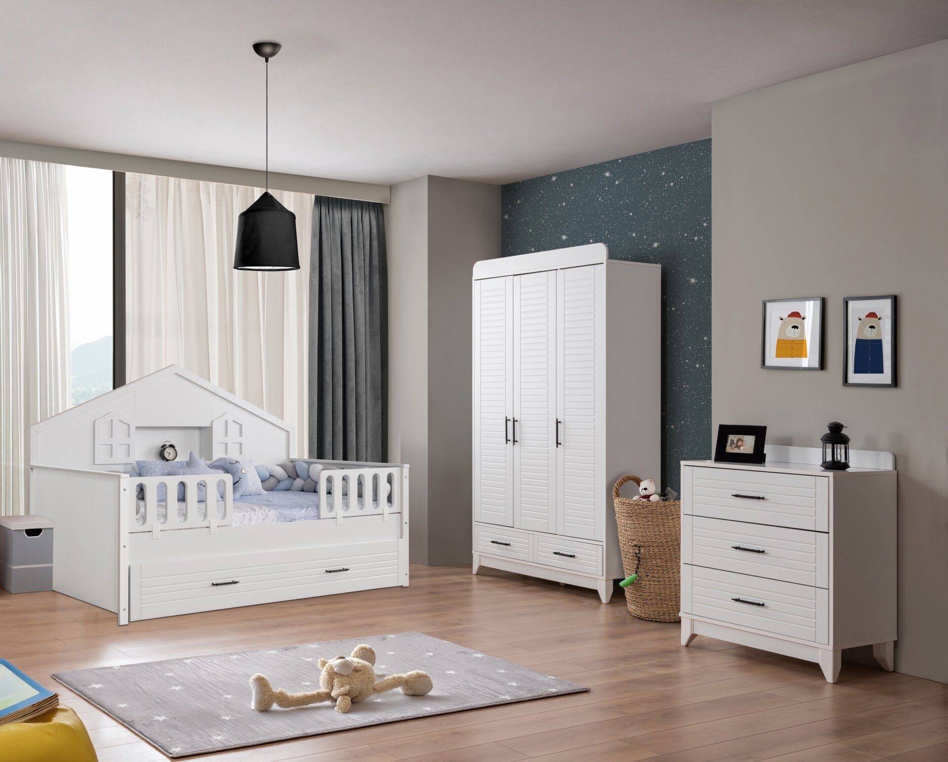 Miracool Panjur Beyaz Montessori Bebek ve Çocuk Oda Takımı
