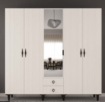 Lale 5 Kapaklı Gardrop / Dolap / Komple MDF