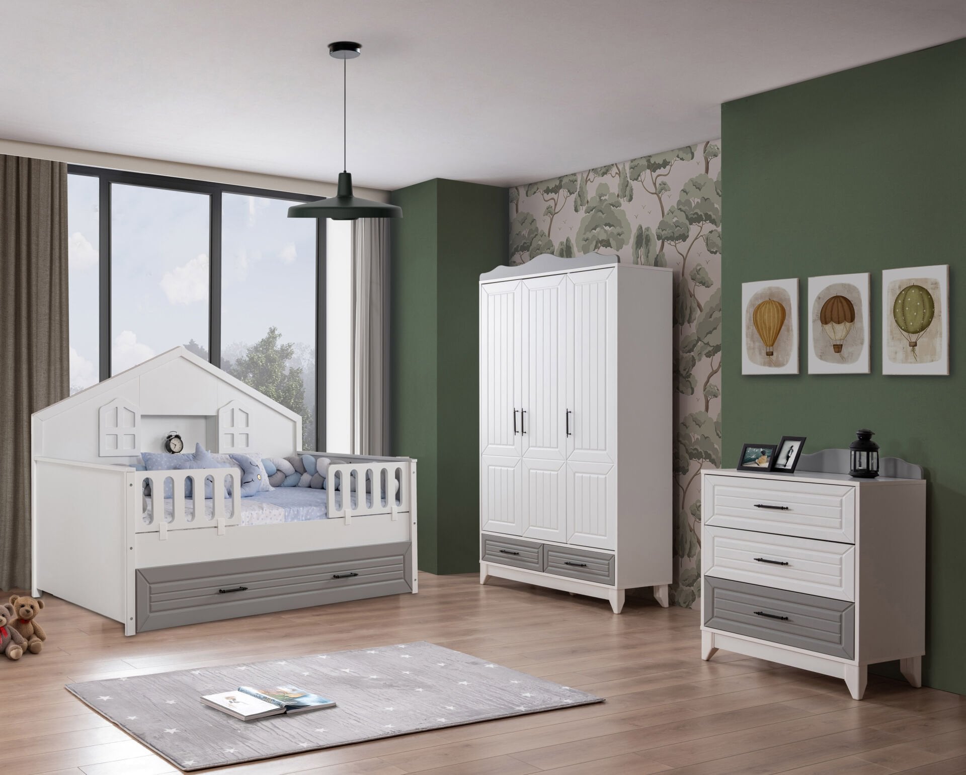 Miracool Ottoman Grey Montessori Bebek ve Çocuk Oda Takımı