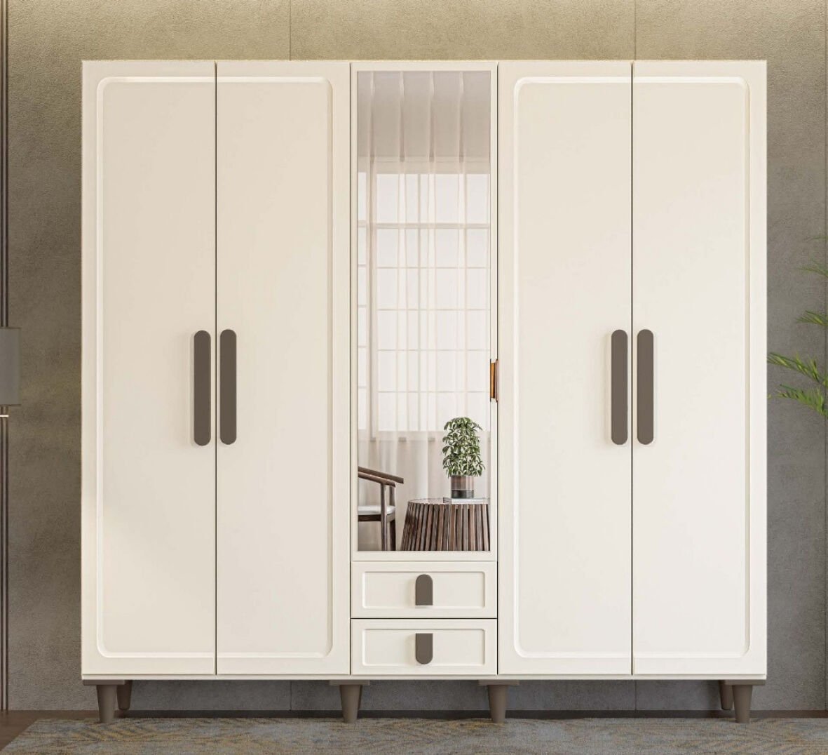 Manolya 5 Kapaklı Gardrop / Dolap / Komple MDF