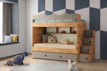 Bulut Ranza 3 Yataklı / Çam-Gri