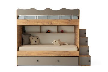 Bulut Ranza / 3 Yatak Bölümü / Çam-Gri / Komple MDF