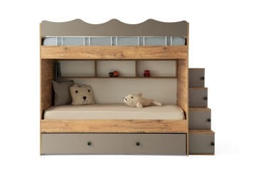 Bulut Ranza / 3 Yatak Bölümü / Çam-Gri / Komple MDF