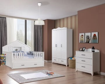 Miracool Ottoman Beyaz Montessori Bebek ve Çocuk Oda Takımı