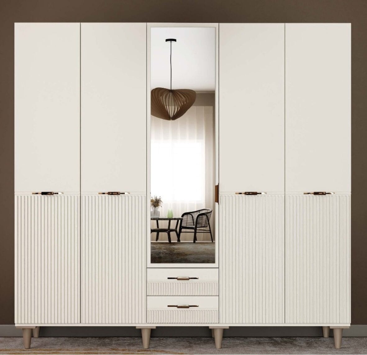 Menekşe 5 Kapaklı Gardrop / Dolap / Komple MDF