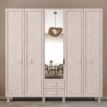 Nilüfer 5 Kapaklı Gardrop / Dolap / Komple MDF