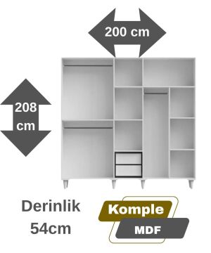 Zambak 5 Kapaklı Gardrop / Dolap / Komple MDF