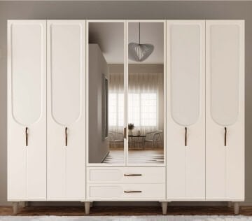 Açelya 6 Kapaklı Gardrop / Dolap / Komple MDF