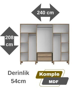 Karanfil 6 Kapaklı Gardrop / Dolap / Komple MDF
