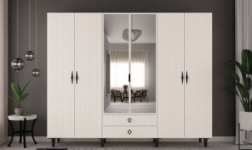 Lale 6 Kapaklı Gardrop / Dolap / Komple MDF