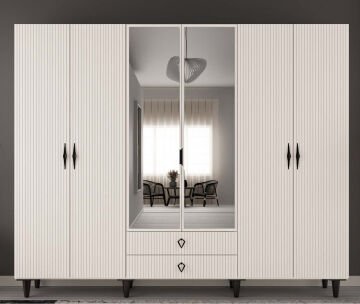 Lale 6 Kapaklı Gardrop / Dolap / Komple MDF