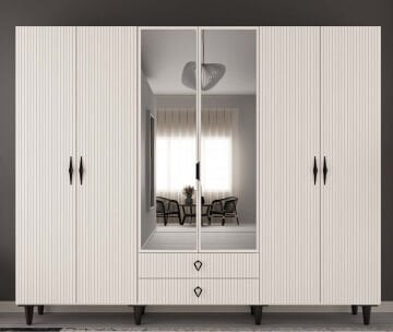 Lale 6 Kapaklı Gardrop / Dolap / Komple MDF