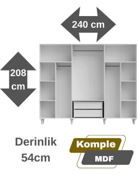 Manolya 6 Kapaklı Gardrop / Dolap / Komple MDF