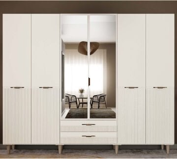 Menekşe 6 Kapaklı Gardrop / Dolap / Komple MDF