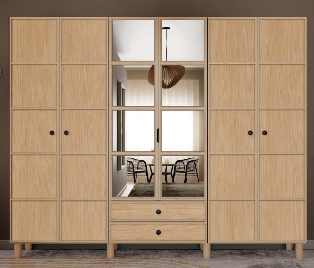 Meşe 6 Kapaklı Gardrop / Dolap / Komple MDF