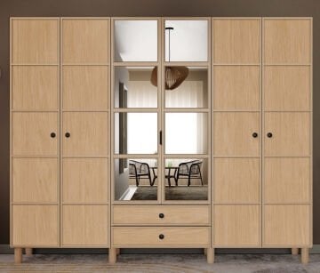 Meşe 6 Kapaklı Gardrop / Dolap / Komple MDF