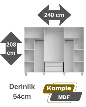 Orkide 6 Kapaklı Gardrop / Dolap / Komple MDF
