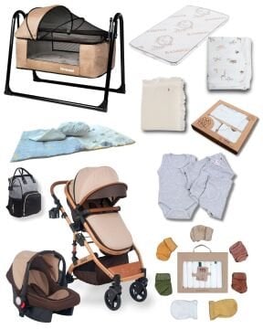 Joell 34 Parça Bebek Seti / Truva Travel Bebek Arabası / Puset / Beşik +31