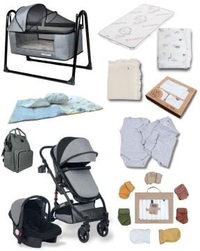 Joell 34 Parça Bebek Seti / Truva Travel Bebek Arabası / Puset / Beşik +31