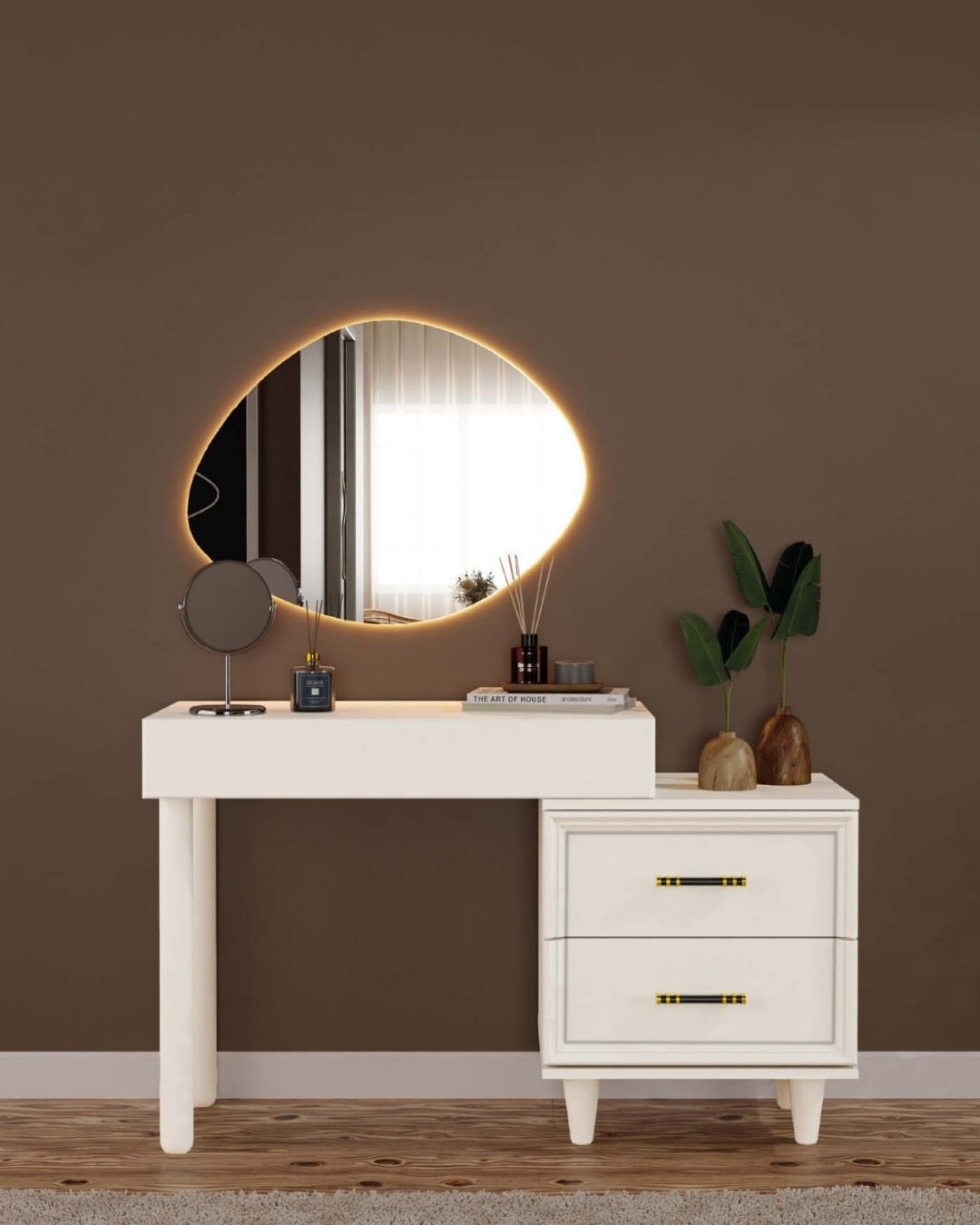 Kardelen Aynalı Şifonyer / Led Işıklı / Komple MDF
