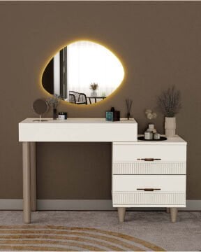 Menekşe Aynalı Şifonyer / Led Işıklı / Komple MDF