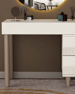 Menekşe Aynalı Şifonyer / Led Işıklı / Komple MDF