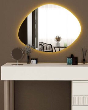 Menekşe Aynalı Şifonyer / Led Işıklı / Komple MDF