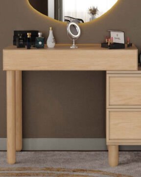 Meşe Aynalı Şifonyer / Led Işıklı / Komple MDF