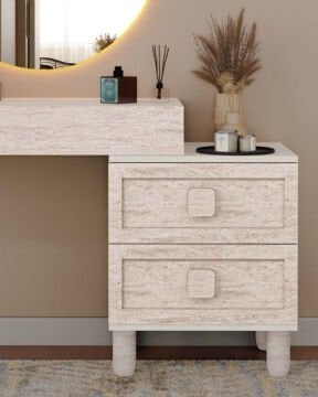Nilüfer Aynalı Şifonyer / Led Işıklı / Komple MDF