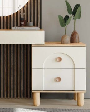 Papatya Aynalı Şifonyer / Led Işıklı / Komple MDF