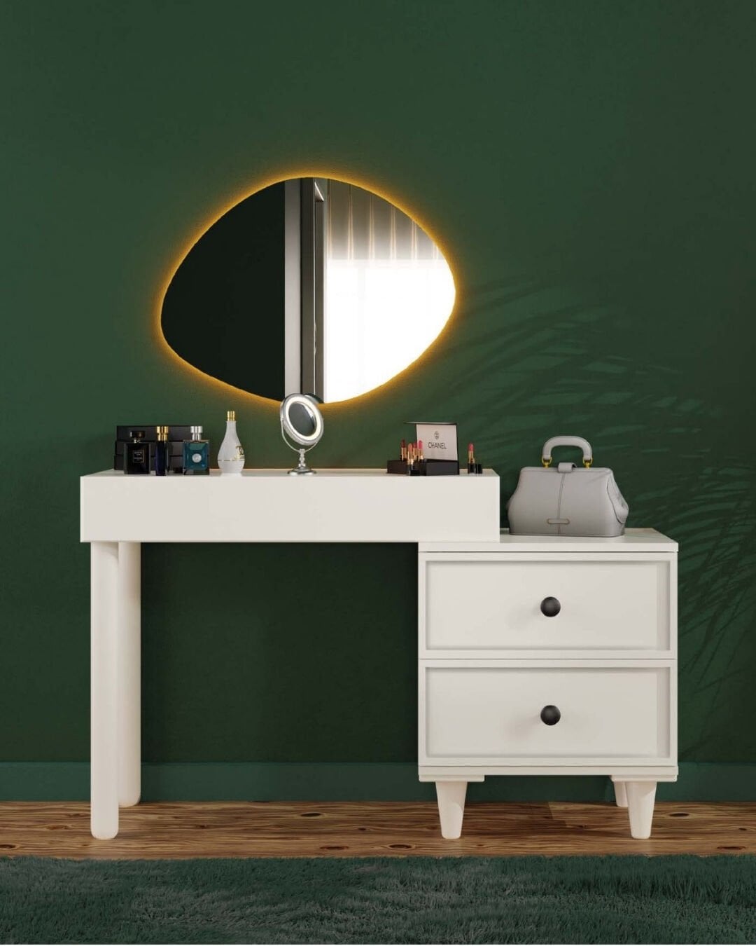 Zambak Aynalı Şifonyer / Led Işıklı / Komple MDF