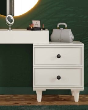 Zambak Aynalı Şifonyer / Led Işıklı / Komple MDF