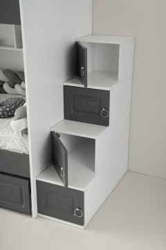 Mars Ranza / 3 Yatak Bölümü / Beyaz-Gri / Komple MDF