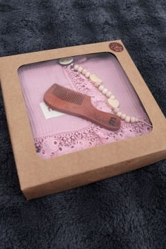 Muslin Battaniye / Tarak / Emzik Tutacağı / 3lü Bebek Hediye Seti - Pembe
