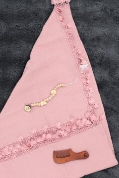 Muslin Battaniye / Tarak / Emzik Tutacağı / 3lü Bebek Hediye Seti - Pembe