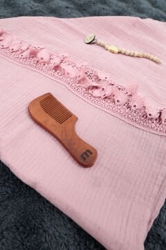 Muslin Battaniye / Tarak / Emzik Tutacağı / 3lü Bebek Hediye Seti - Pembe