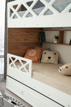 Mars Ranza / 3 Yatak Bölümü / Çam-Beyaz / Komple MDF