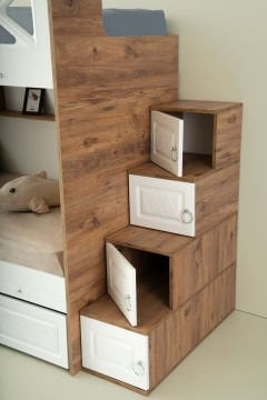 Mars Ranza / 3 Yatak Bölümü / Çam-Beyaz / Komple MDF