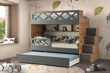 Mars Ranza / 3 Yatak Bölümü / Çam-Gri / Komple MDF