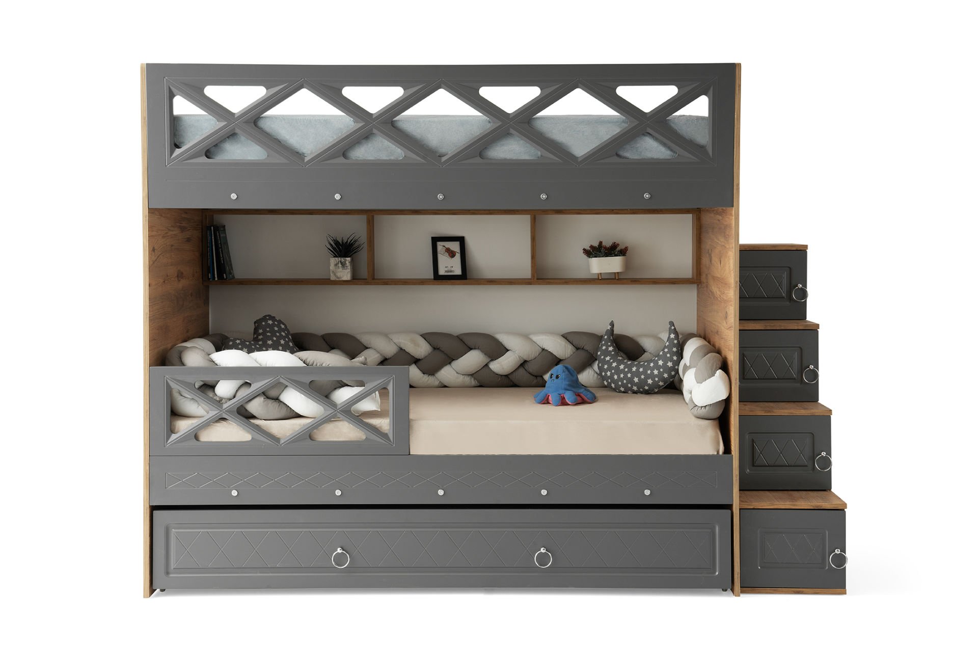 Mars Ranza / 3 Yatak Bölümü / Çam-Gri / Komple MDF