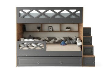 Mars Ranza / 3 Yatak Bölümü / Çam-Gri / Komple MDF
