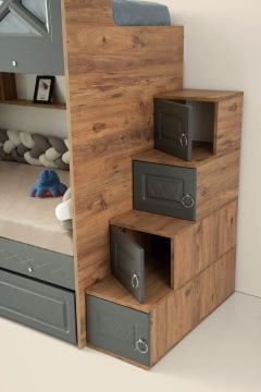 Mars Ranza 3 Yataklı / Çam-Gri / %100 MDF