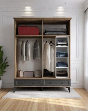 Miracool Karin 4 Kapaklı Dolap / Gardrop / Çam Antrasit / %100MDF