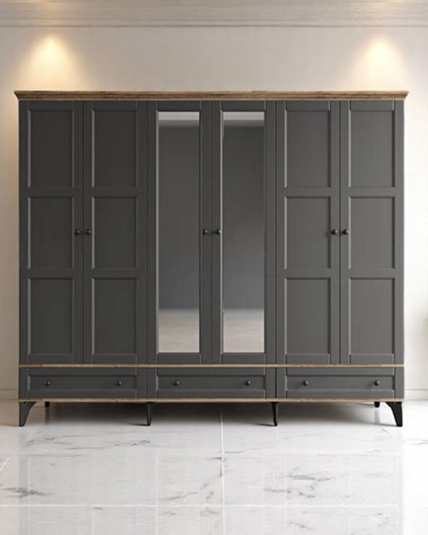 Miracool Karin 6 Kapaklı Dolap / Gardrop / Çam Antrasit / %100MDF